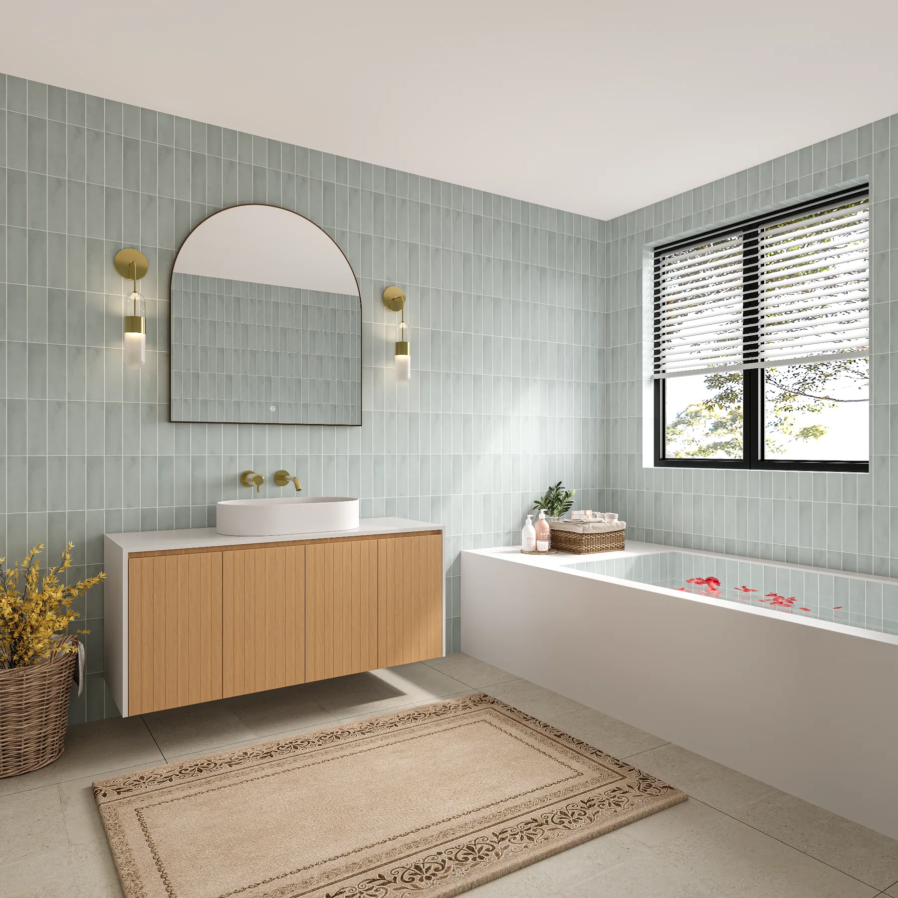 Linea 48″ Oak Floating Vanity