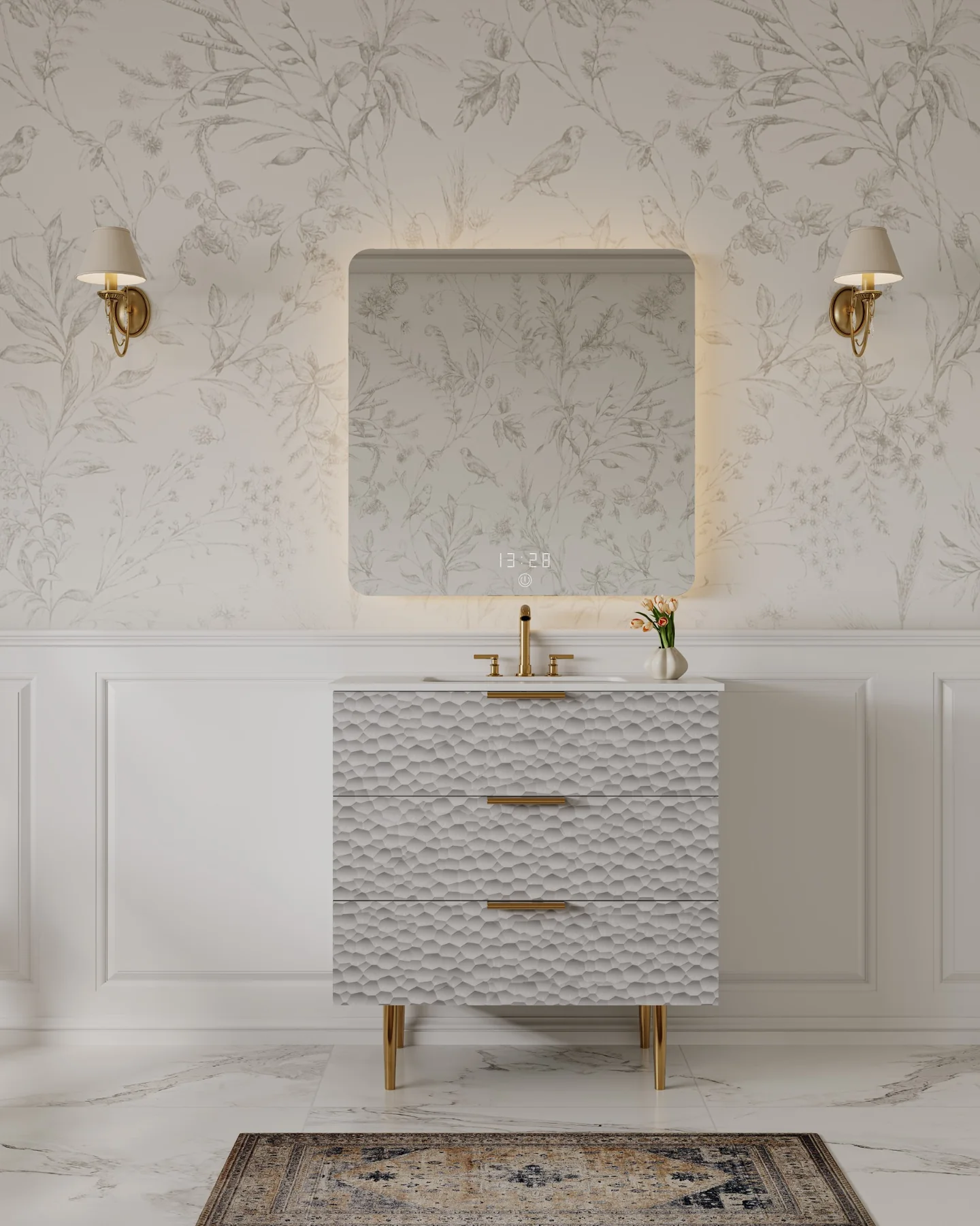 Pebble 24″ White Textured Vanity