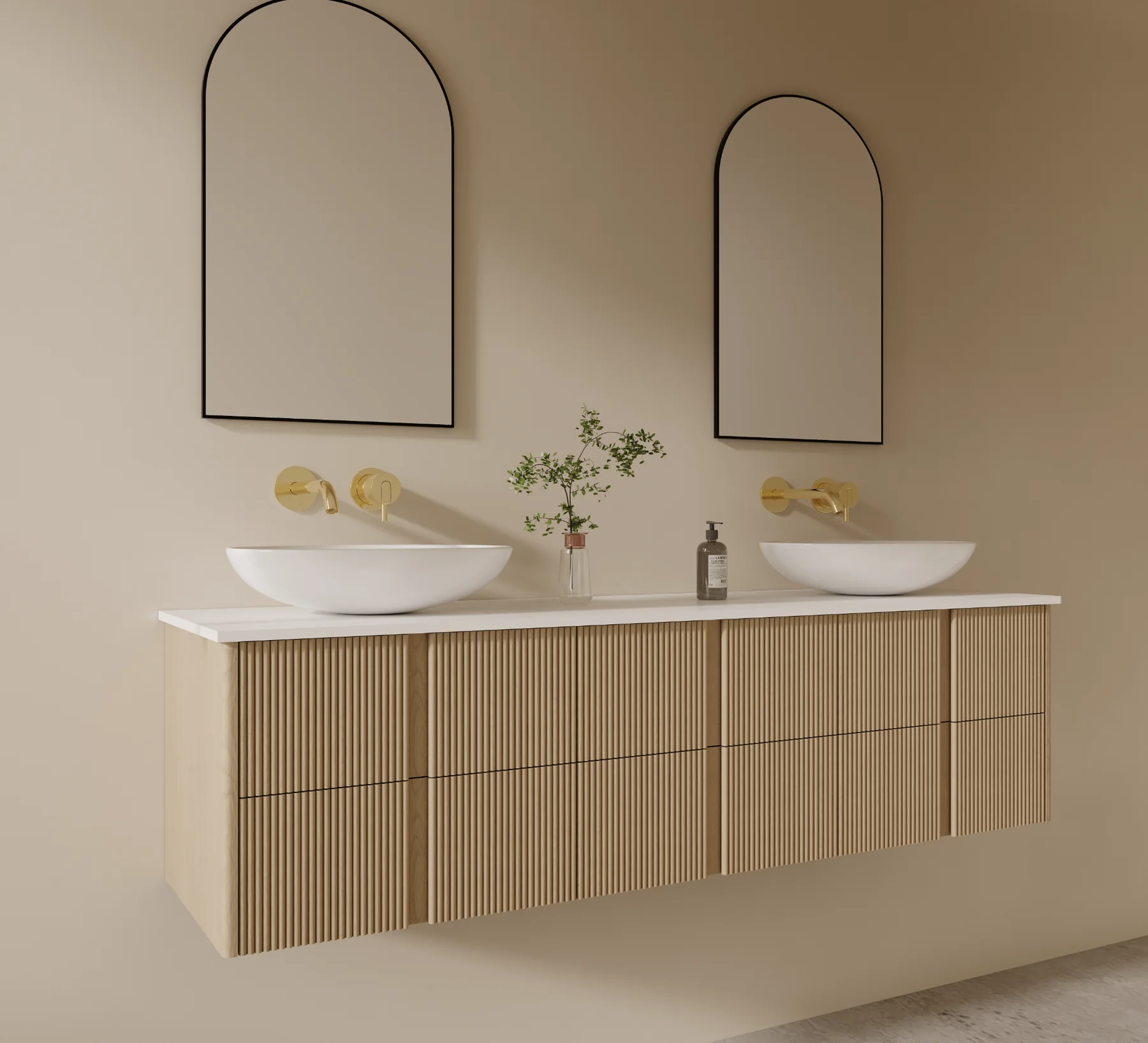Reed 72″ Ash Fluted Double Vanity